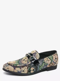 Mocassins à enfiler pour homme à talons bas bout rond imprimé animal
