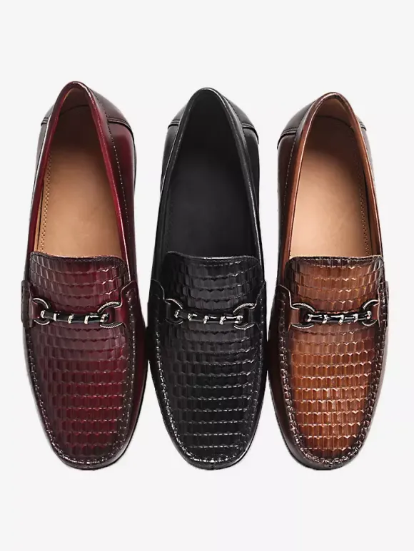 Mocassins à enfiler pour homme chaussures à talons bas en cuir de crocodile
