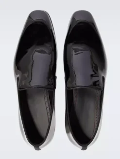 Mocassins à enfiler pour homme bout rond chaussures de bal et de mariage vernies noires