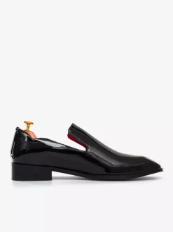 Mocassins à enfiler pour hommes chaussures noires à bout rond en cuir PU