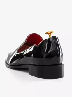Mocassins à enfiler pour hommes chaussures noires à bout rond en cuir PU
