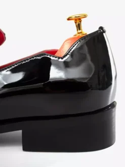 Mocassins à enfiler pour hommes chaussures noires à bout rond en cuir PU