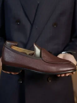 Mocassins à enfiler pour hommes chaussures en cuir à bout rond chaussures de bal et de mariage en cuir de vache