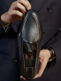 Mocassins à enfiler pour hommes chaussures en cuir à bout rond chaussures de bal et de mariage en cuir de vache