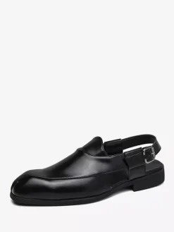 Mocassins à enfiler pour hommes chaussures à bride arrière et bout carré en PU