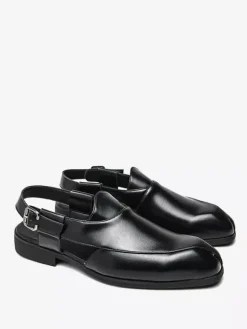 Mocassins à enfiler pour hommes chaussures à bride arrière et bout carré en PU