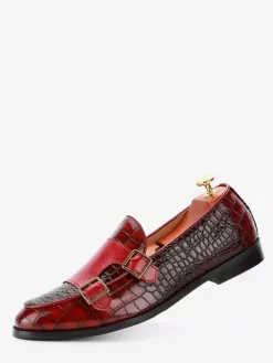 Mocassins à enfiler pour homme chaussures à talons bas en cuir texturées et décorées style Penny