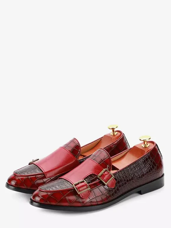 Mocassins à enfiler pour homme chaussures à talons bas en cuir texturées et décorées style Penny