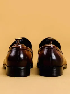 Mocassins à mors pour homme en cuir véritable à bout pointu à enfiler