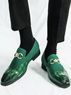 Mocassins à mors pour homme chaussures à enfiler en cuir suédé à motif pierre et bout pointu
