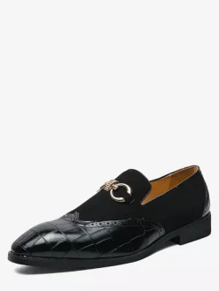 Mocassins à mors pour homme chaussures à enfiler en cuir suédé à motif pierre et bout pointu
