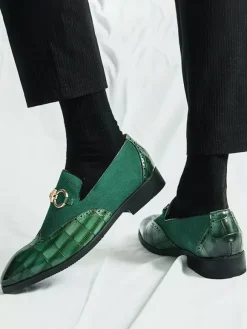 Mocassins à mors pour homme chaussures à enfiler en cuir suédé à motif pierre et bout pointu