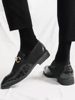 Mocassins à mors pour homme chaussures à enfiler en cuir suédé à motif pierre et bout pointu
