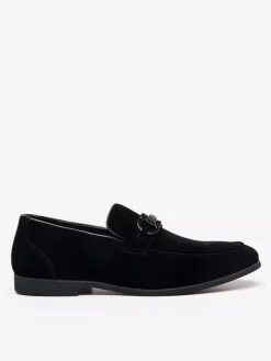 Mocassins à mors pour homme chaussures à talons bas en daim et cuir