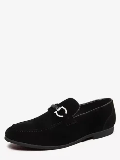 Mocassins à mors pour homme chaussures à talons bas en daim et cuir