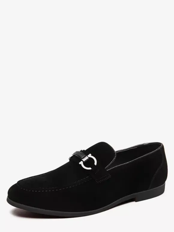 Mocassins à mors pour homme chaussures à talons bas en daim et cuir