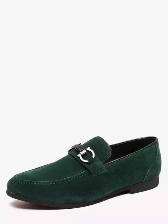 Mocassins à mors pour homme chaussures à talons bas en daim et cuir