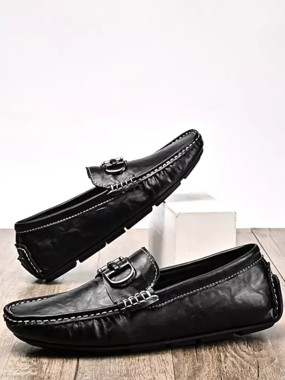 Mocassins à mors pour homme chaussures de pont en cuir à enfiler