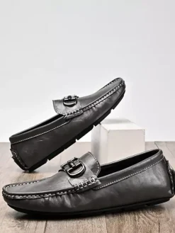Mocassins à mors pour homme chaussures de pont en cuir à enfiler
