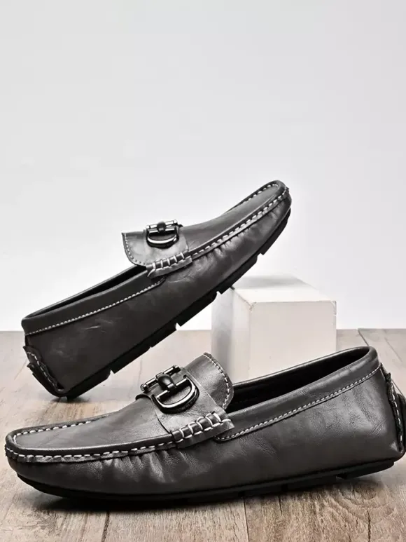 Mocassins à mors pour homme chaussures de pont en cuir à enfiler
