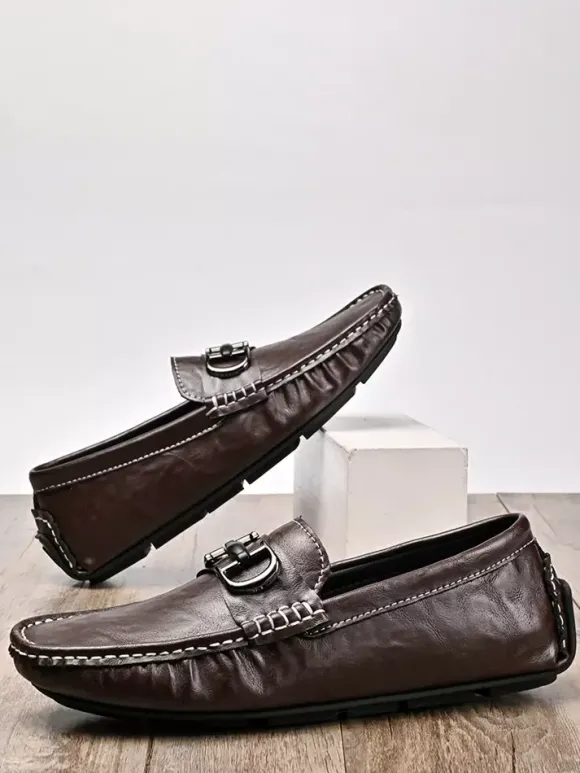 Mocassins à mors pour homme chaussures de pont en cuir à enfiler