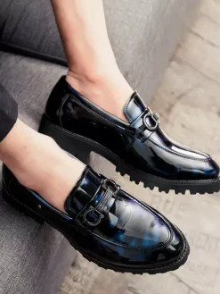 Mocassins à mors pour homme chaussures épaisses vernies antidérapantes