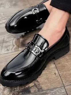 Mocassins à mors pour homme chaussures épaisses vernies antidérapantes