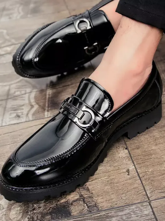 Mocassins à mors pour homme chaussures épaisses vernies antidérapantes