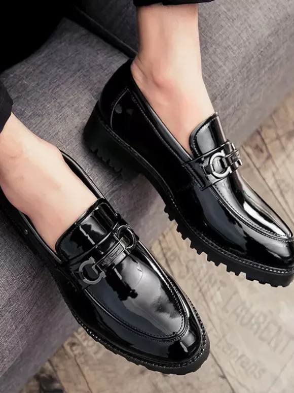 Mocassins à mors pour homme chaussures épaisses vernies antidérapantes