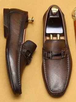 Mocassins à mors pour homme mocassins en cuir véritable semelles souples chaussures décontractées à enfiler