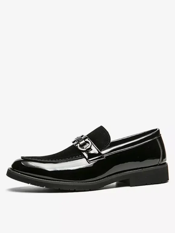 Mocassins à mors pour homme chaussures épaisses à enfiler en cuir suédé verni