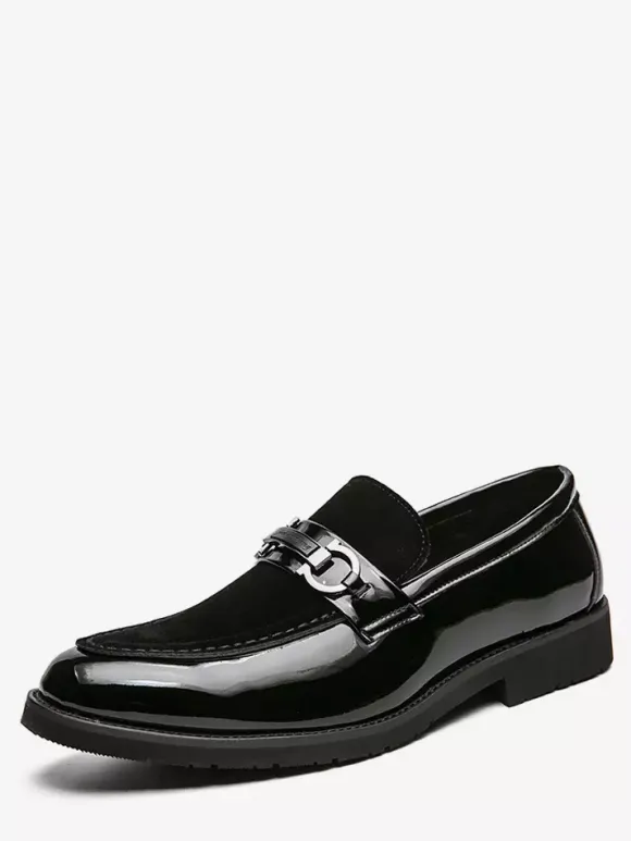 Mocassins à mors pour homme chaussures épaisses à enfiler en cuir suédé verni