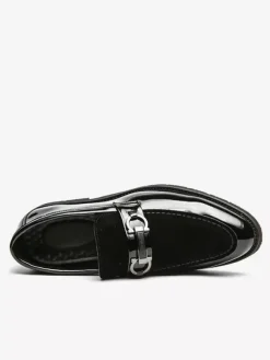 Mocassins à mors pour homme chaussures épaisses à enfiler en cuir suédé verni