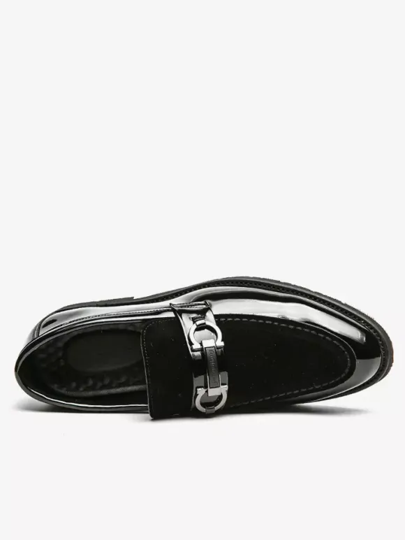 Mocassins à mors pour homme chaussures épaisses à enfiler en cuir suédé verni