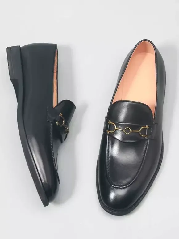 Mocassins à mors pour hommes chaussures habillées à enfiler en cuir véritable chaussures d'affaires formelles