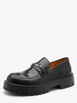 Mocassins à mors pour homme chaussures épaisses antidérapantes en cuir à enfiler