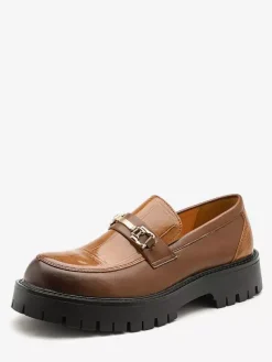 Mocassins à mors pour homme chaussures épaisses antidérapantes en cuir à enfiler