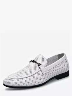 Mocassins à mors pour homme en cuir véritable perforé et maille