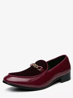 Mocassins à mors pour hommes en daim cuir à enfiler avec boucle à chaîne bout pointu talons bas chaussures de bal