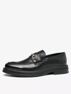 Mocassins à mors pour hommes chaussures à enfiler en cuir à bout rond épais