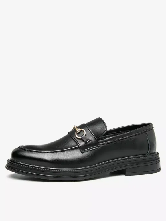 Mocassins à mors pour hommes chaussures à enfiler en cuir à bout rond épais