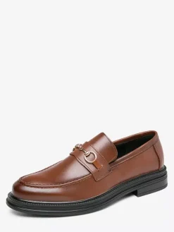 Mocassins à mors pour hommes chaussures à enfiler en cuir à bout rond épais