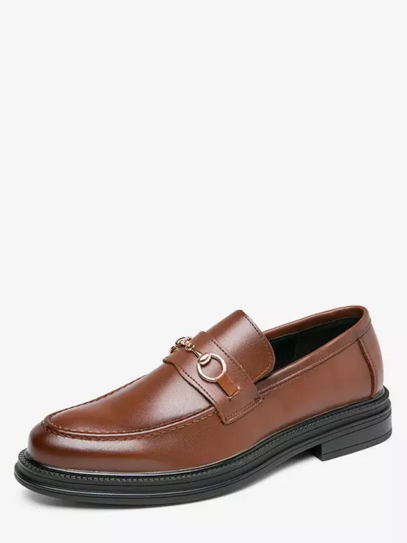 Mocassins à mors pour hommes chaussures à enfiler en cuir à bout rond épais