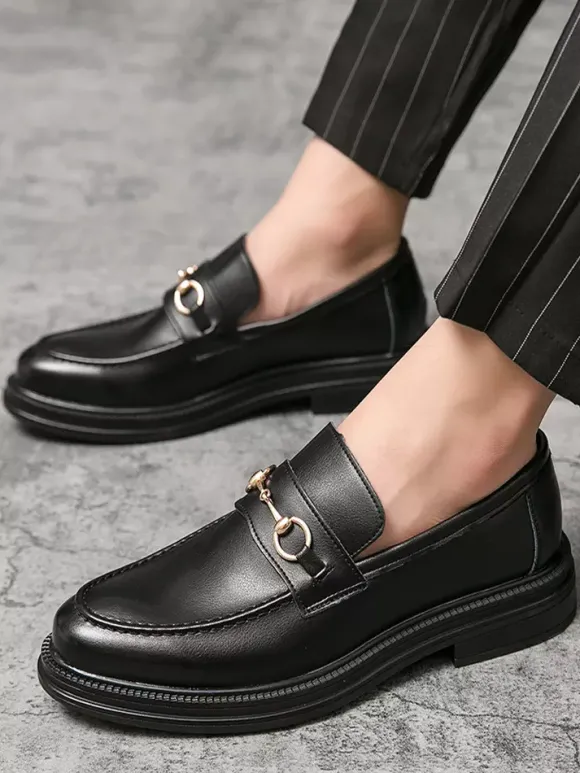 Mocassins à mors pour hommes chaussures à enfiler en cuir à bout rond épais