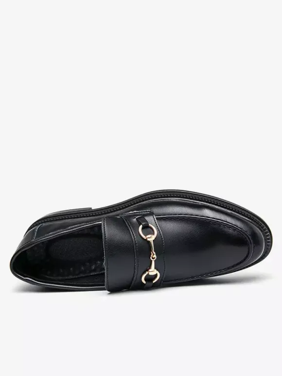 Mocassins à mors pour hommes chaussures à enfiler en cuir à bout rond épais