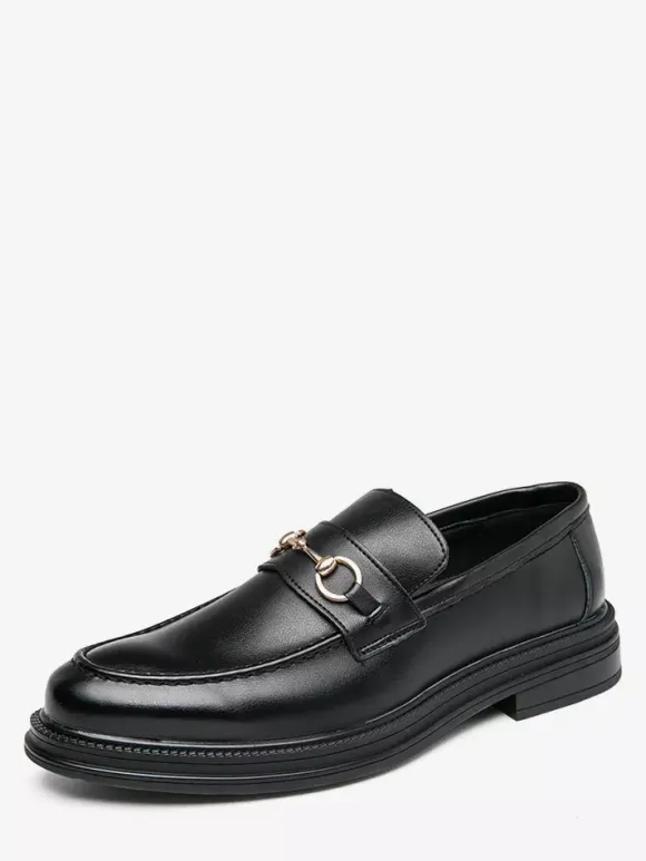 Mocassins à mors pour hommes chaussures à enfiler en cuir à bout rond épais