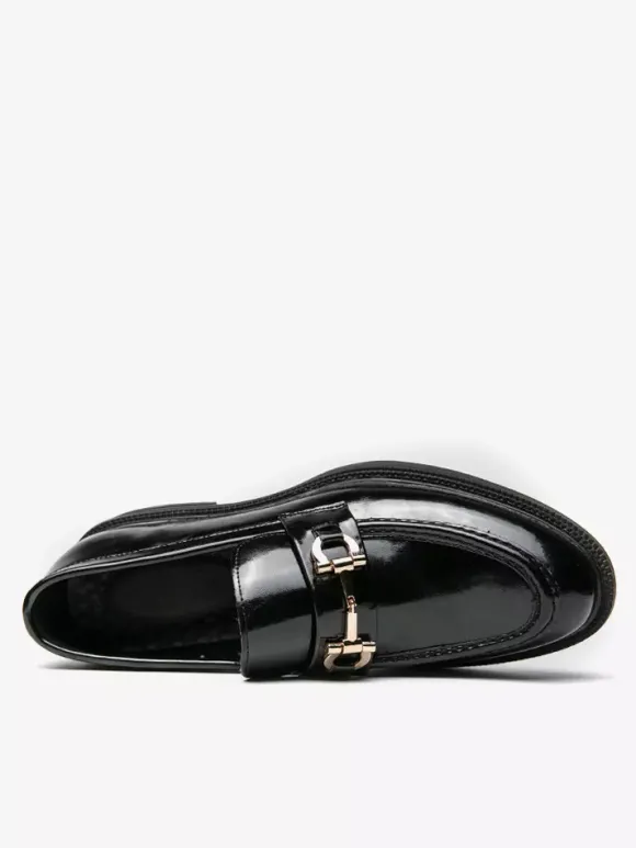 Mocassins à mors pour hommes chaussures à enfiler en cuir à bout rond épais