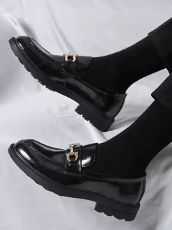 Mocassins à mors pour hommes chaussures à enfiler en cuir à bout rond épais