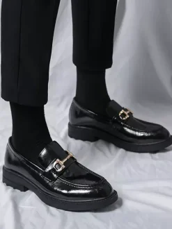 Mocassins à mors pour hommes chaussures à enfiler en cuir à bout rond épais
