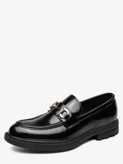 Mocassins à mors pour hommes chaussures à enfiler en cuir à bout rond épais